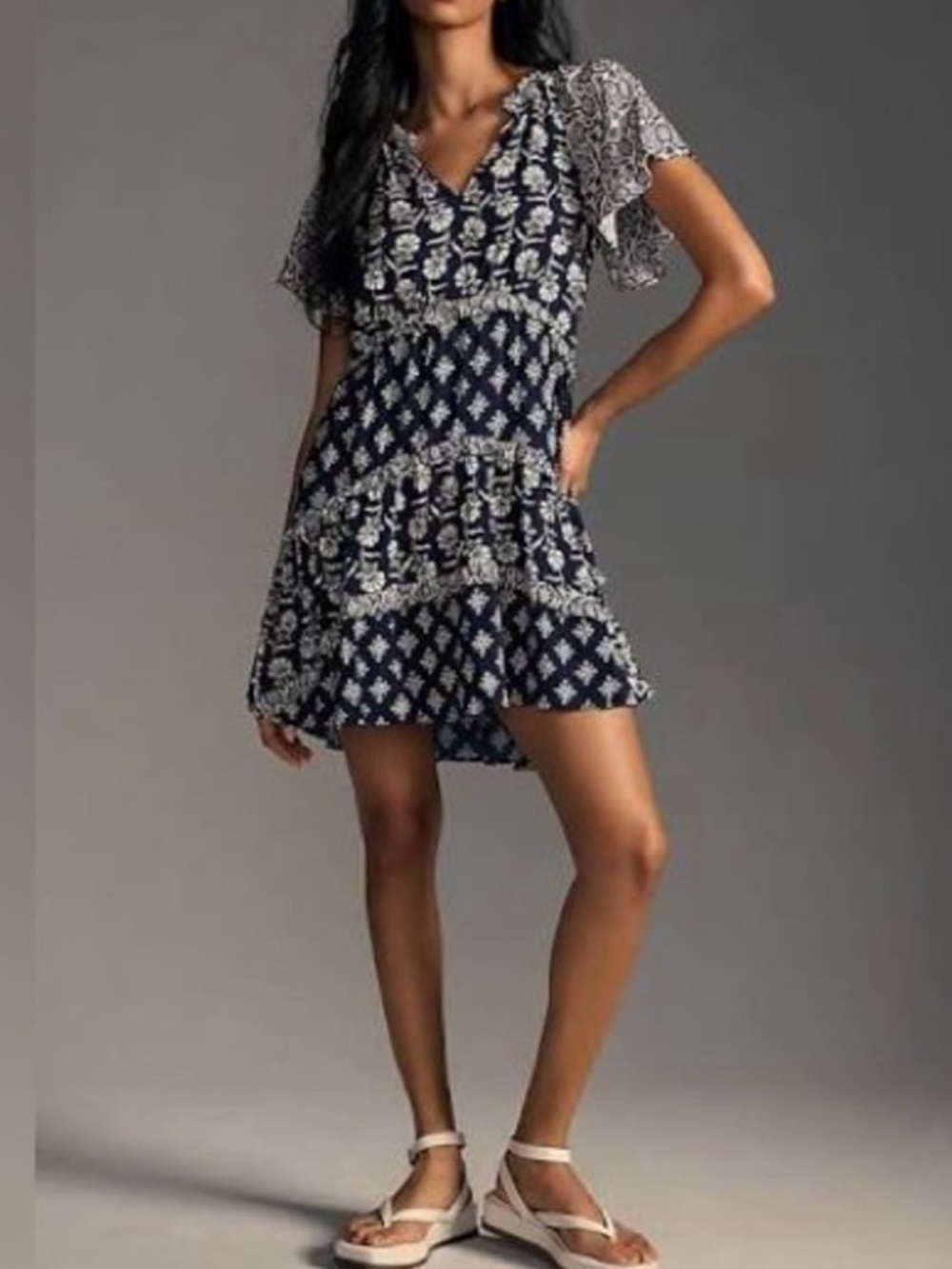 Anthropologie Robin Tiered Mini Dress XXS Boho Cottagecore Relaxed Fit Sundress